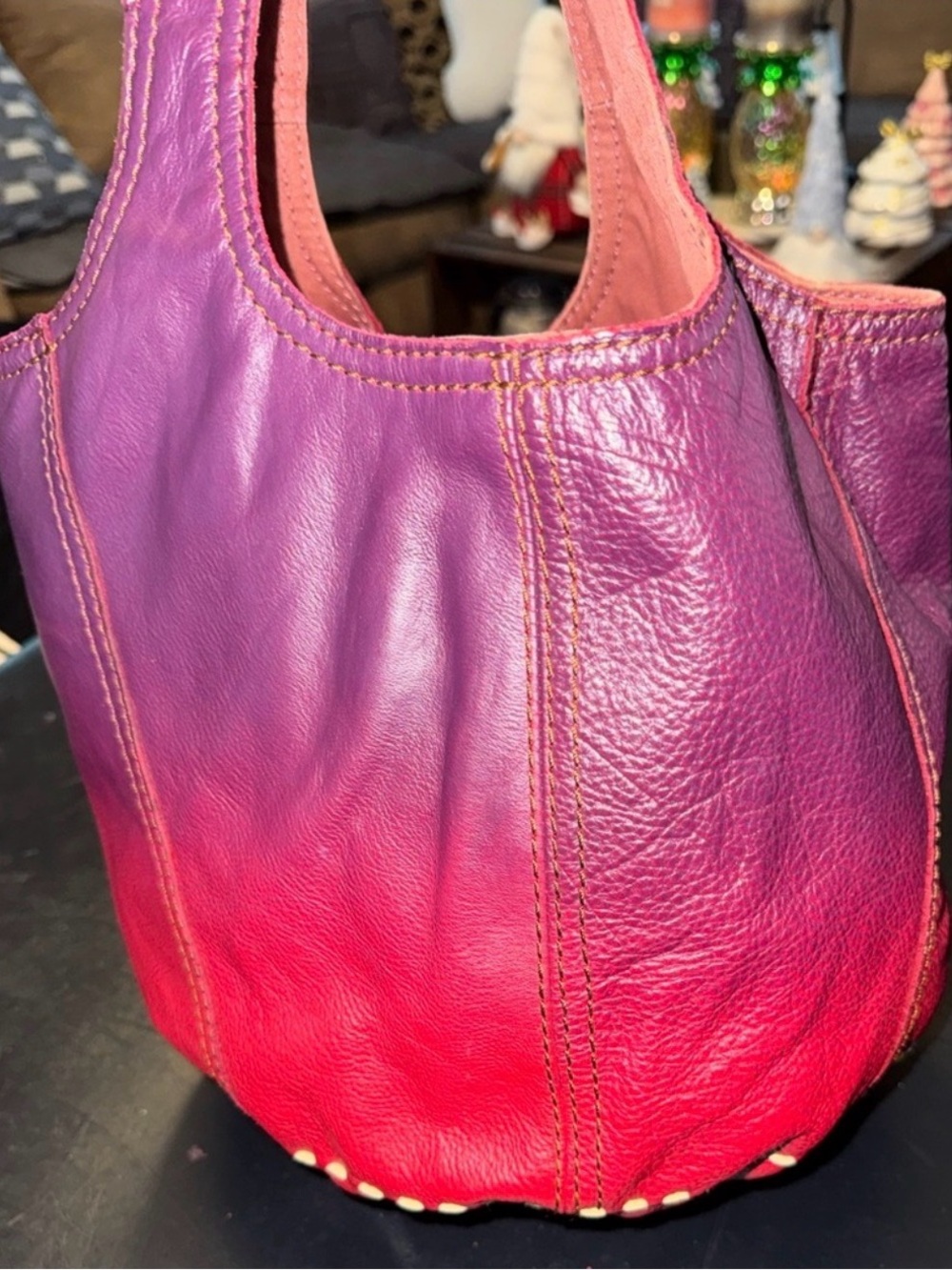 Lucky Brand Pink/Red to Purple Ombre Leather Shoulder Bag